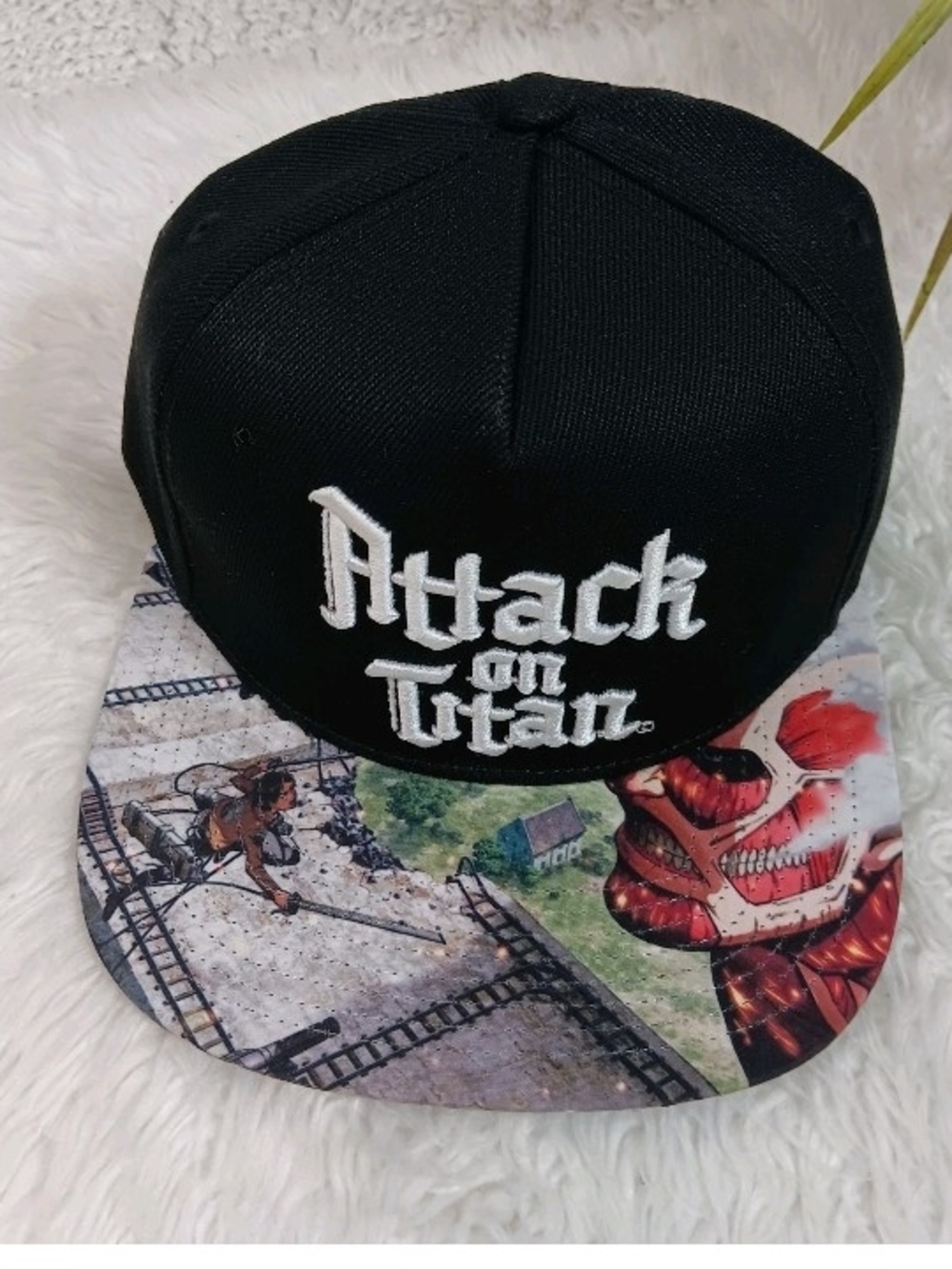 NWT Attack on Titan Black Snapback Cap With Graphic Brim- Adjustable